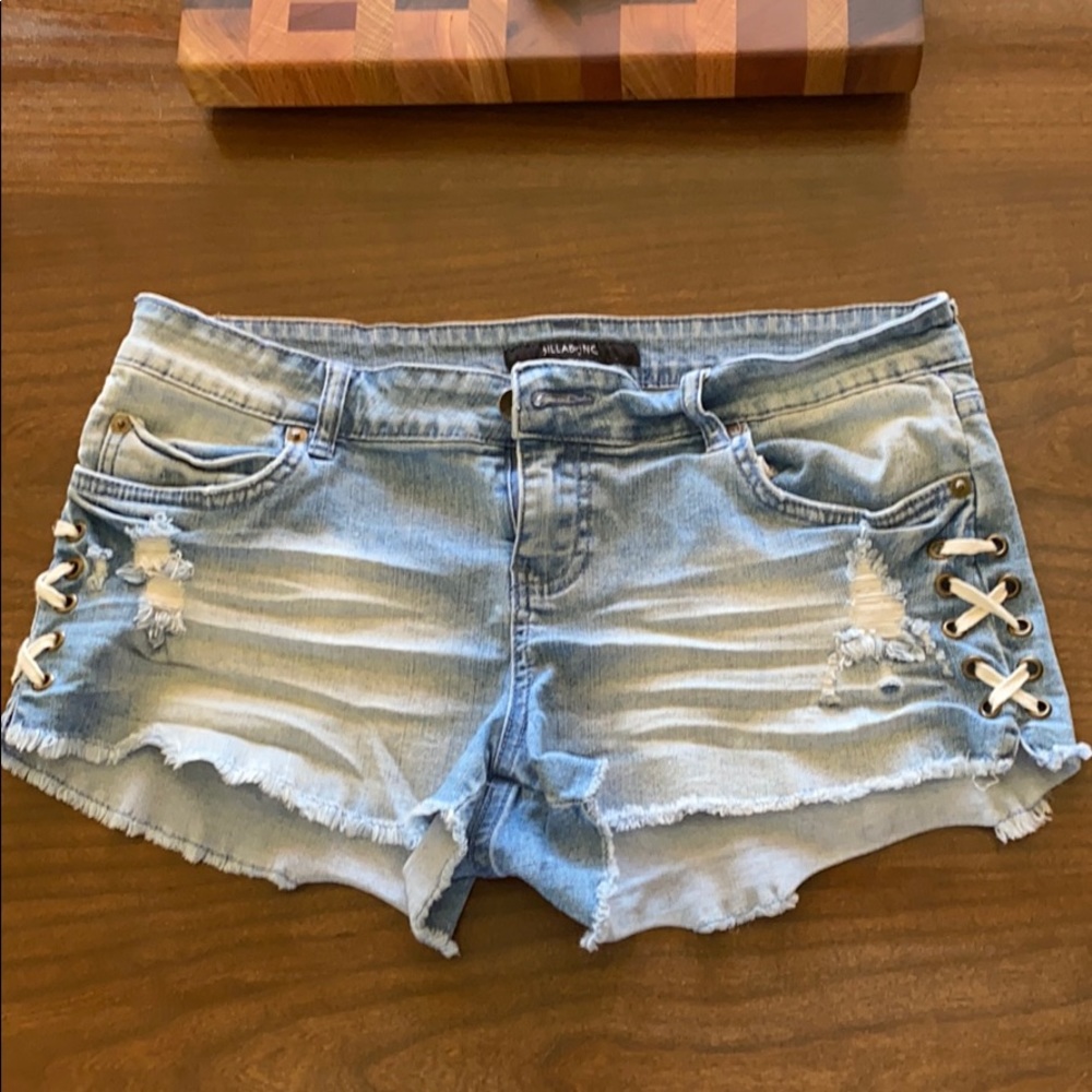 Billabong Distressed Jean Shorts Lite Hearted.